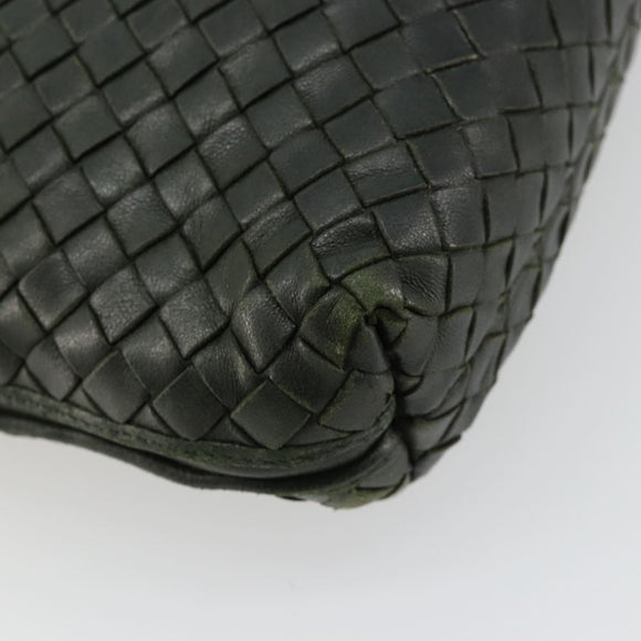 BOTTEGA VENETA INTRECCIATO Shoulder Bag Leather Green Gold Auth ep14556