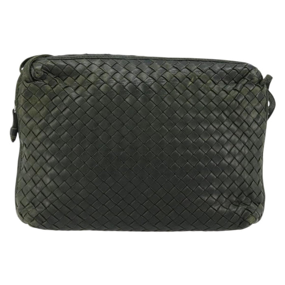 BOTTEGA VENETA INTRECCIATO Shoulder Bag Leather Green Gold Auth ep14556