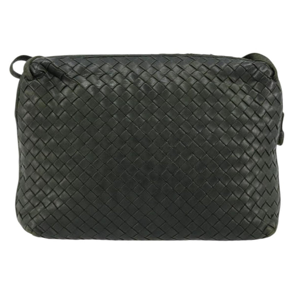 BOTTEGA VENETA INTRECCIATO Shoulder Bag Leather Green Gold Auth ep14556