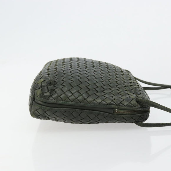 BOTTEGA VENETA INTRECCIATO Shoulder Bag Leather Green Gold Auth ep14556