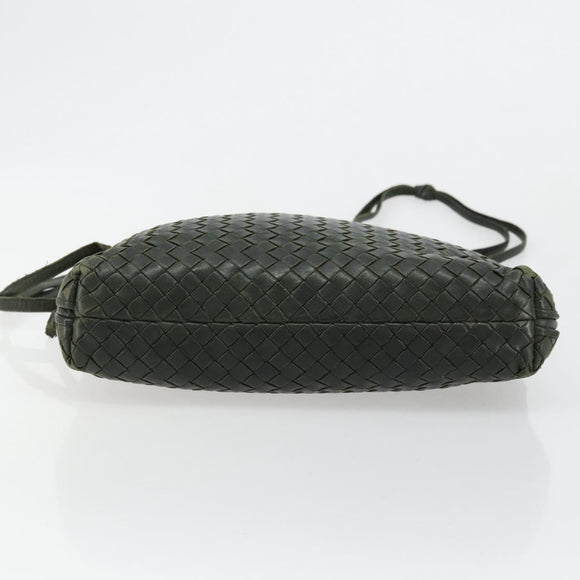 BOTTEGA VENETA INTRECCIATO Shoulder Bag Leather Green Gold Auth ep14556