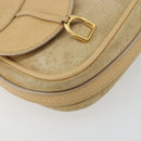 GUCCI Saddle Shoulder Bag Suede Beige Gold Auth ep14557-15