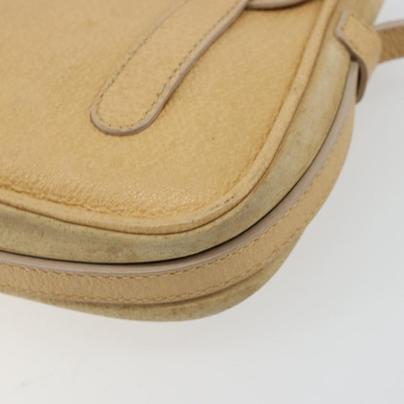 GUCCI Saddle Shoulder Bag Suede Beige Gold Auth ep14557