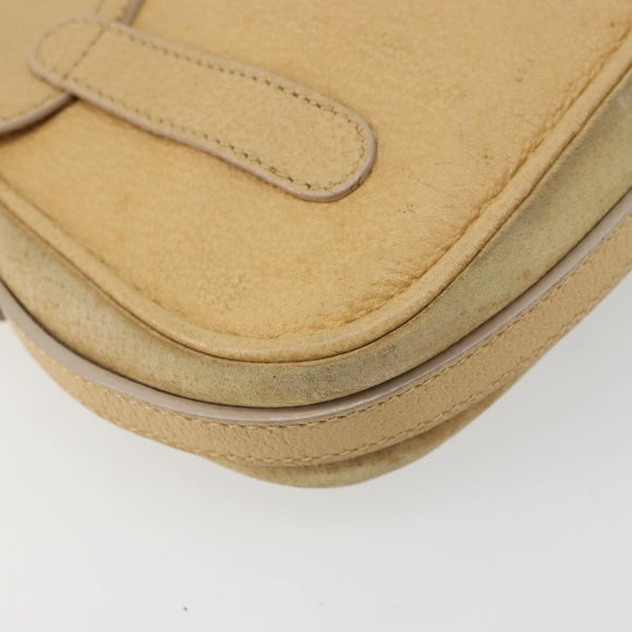 GUCCI Saddle Shoulder Bag Suede Beige Gold Auth ep14557