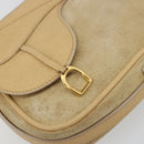GUCCI Saddle Shoulder Bag Suede Beige Gold Auth ep14557-17