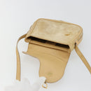 GUCCI Saddle Shoulder Bag Suede Beige Gold Auth ep14557-10