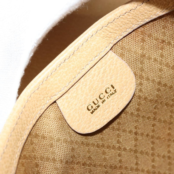 GUCCI Saddle Shoulder Bag Suede Beige Gold Auth ep14557