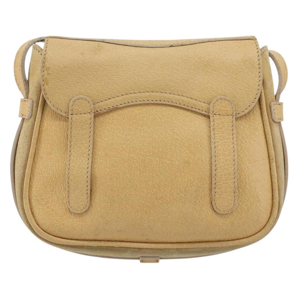 GUCCI Saddle Shoulder Bag Suede Beige Gold Auth ep14557