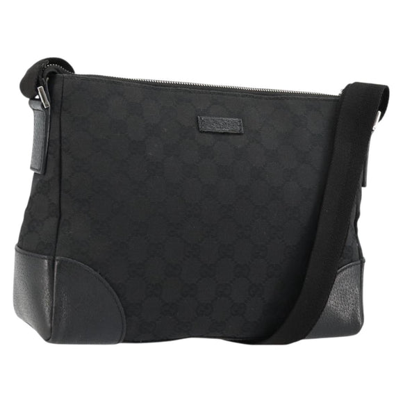 GUCCI GG Canvas Shoulder Bag Black Silver 114273 Auth ep14561
