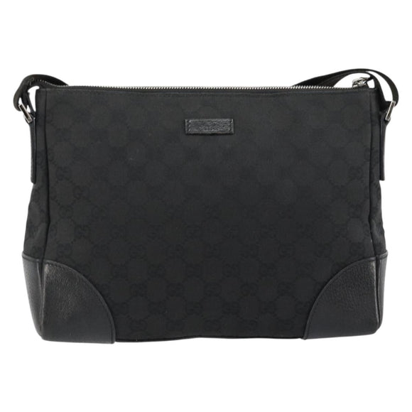 GUCCI GG Canvas Shoulder Bag Black Silver 114273 Auth ep14561