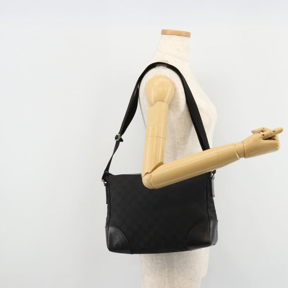 GUCCI GG Canvas Shoulder Bag Black Silver 114273 Auth ep14561