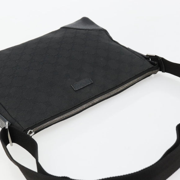 GUCCI GG Canvas Shoulder Bag Black Silver 114273 Auth ep14561