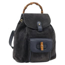 GUCCI Bamboo Backpack Suede Black Gold Auth ep14563-1