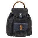 GUCCI Bamboo Backpack Suede Black Gold Auth ep14563-2