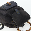 GUCCI Bamboo Backpack Suede Black Gold Auth ep14563-6