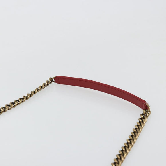 CHANEL Matelasse Chain Shoulder Bag Caviar Skin 2way Red Gold CC Auth ep14575V