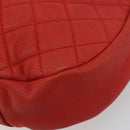CHANEL Matelasse Chain Shoulder Bag Caviar Skin 2way Red Gold CC Auth ep14575V-14