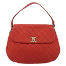 CHANEL Matelasse Chain Shoulder Bag Caviar Skin 2way Red Gold CC Auth ep14575V-2