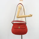 CHANEL Matelasse Chain Shoulder Bag Caviar Skin 2way Red Gold CC Auth ep14575V-25