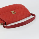 CHANEL Matelasse Chain Shoulder Bag Caviar Skin 2way Red Gold CC Auth ep14575V-7