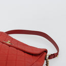 CHANEL Matelasse Chain Shoulder Bag Caviar Skin 2way Red Gold CC Auth ep14575V-8