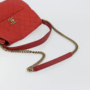 CHANEL Matelasse Chain Shoulder Bag Caviar Skin 2way Red Gold CC Auth ep14575V-9