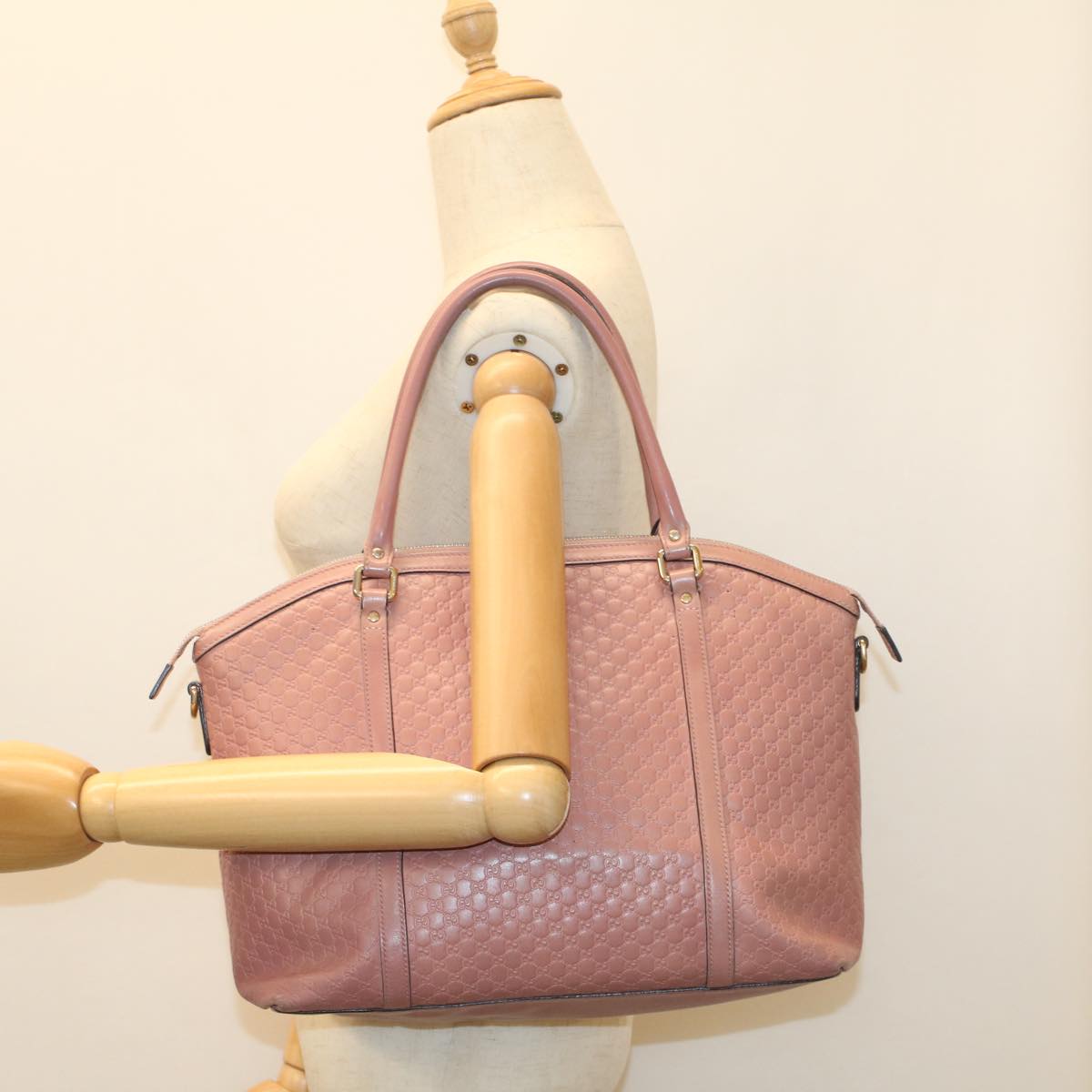 GUCCI Micro GG Canvas Shoulder Bag Pink 449657 Auth ep1458