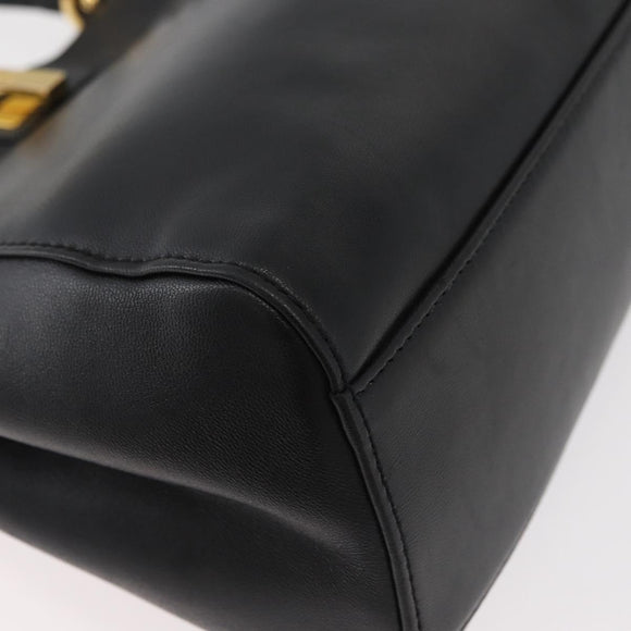 FENDI Monster Peek A Boo XS Hand Bag Leather 2way Black Gold Auth ep14588SAV