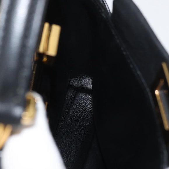 FENDI Monster Peek A Boo XS Hand Bag Leather 2way Black Gold Auth ep14588SAV