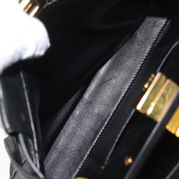 FENDI Monster Peek A Boo XS Hand Bag Leather 2way Black Gold Auth ep14588SAV