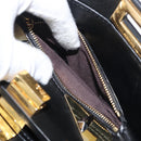 FENDI Monster Peek A Boo XS Hand Bag Leather 2way Black Gold Auth ep14588SAV-28