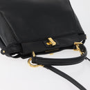 FENDI Monster Peek A Boo XS Hand Bag Leather 2way Black Gold Auth ep14588SAV-6