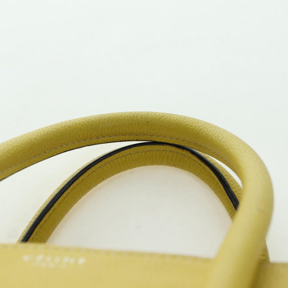 CELINE Luggage Mini Shopper Hand Bag Leather Yellow Auth ep14591V