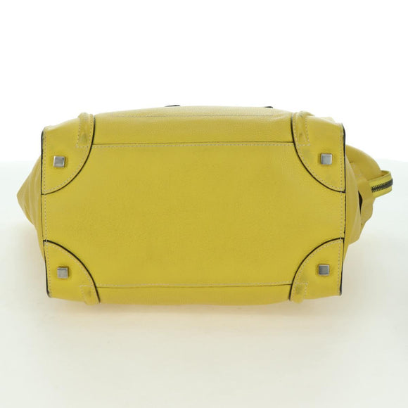CELINE Luggage Mini Shopper Hand Bag Leather Yellow Auth ep14591V