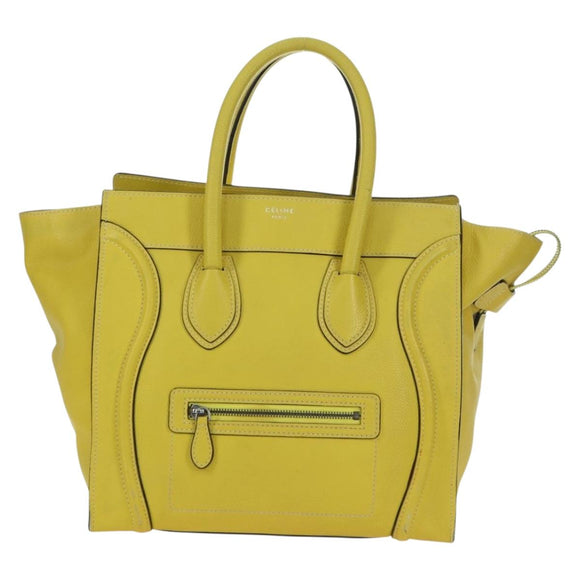 CELINE Luggage Mini Shopper Hand Bag Leather Yellow Auth ep14591V