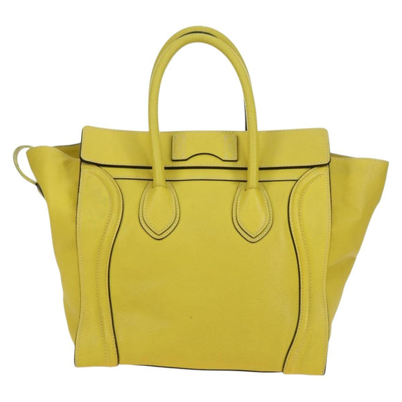 CELINE Luggage Mini Shopper Hand Bag Leather Yellow Auth ep14591V