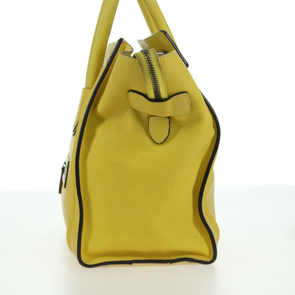 CELINE Luggage Mini Shopper Hand Bag Leather Yellow Auth ep14591V