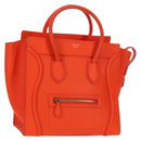 CELINE Luggage Mini Shopper Hand Bag Leather Orange Gold Auth ep14592V-1