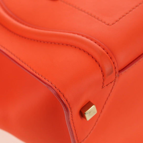 CELINE Luggage Mini Shopper Hand Bag Leather Orange Gold Auth ep14592V