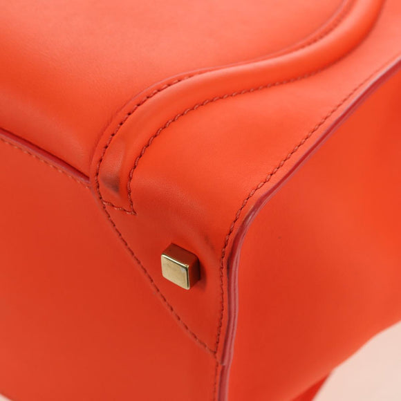 CELINE Luggage Mini Shopper Hand Bag Leather Orange Gold Auth ep14592V