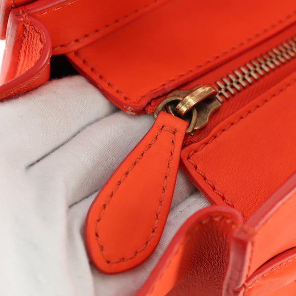 CELINE Luggage Mini Shopper Hand Bag Leather Orange Gold Auth ep14592V