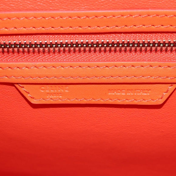 CELINE Luggage Mini Shopper Hand Bag Leather Orange Gold Auth ep14592V
