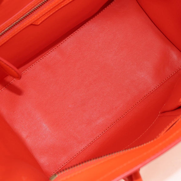 CELINE Luggage Mini Shopper Hand Bag Leather Orange Gold Auth ep14592V