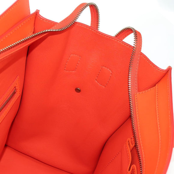 CELINE Luggage Mini Shopper Hand Bag Leather Orange Gold Auth ep14592V