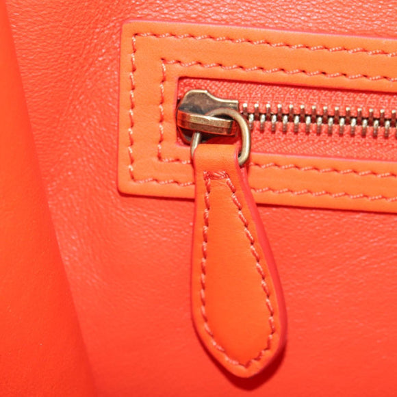 CELINE Luggage Mini Shopper Hand Bag Leather Orange Gold Auth ep14592V