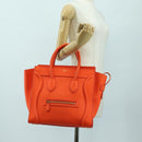 CELINE Luggage Mini Shopper Hand Bag Leather Orange Gold Auth ep14592V-24