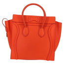 CELINE Luggage Mini Shopper Hand Bag Leather Orange Gold Auth ep14592V-3