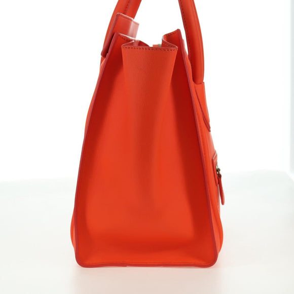 CELINE Luggage Mini Shopper Hand Bag Leather Orange Gold Auth ep14592V
