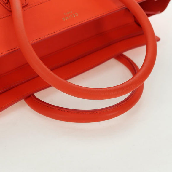 CELINE Luggage Mini Shopper Hand Bag Leather Orange Gold Auth ep14592V