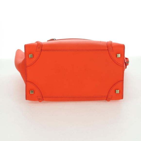 CELINE Luggage Mini Shopper Hand Bag Leather Orange Gold Auth ep14592V